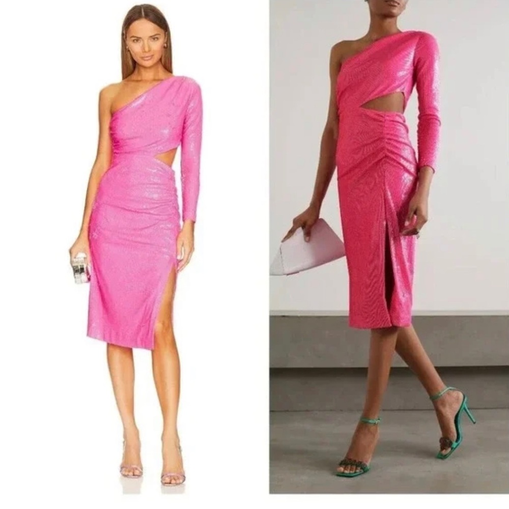 NWT L'Agence Christie One-Shoulder Sequin Cutout Dress- Size 6